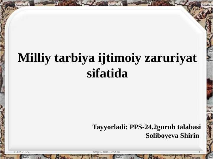 Milliy tarbiya ijtimoiy zaruriyat sifatida