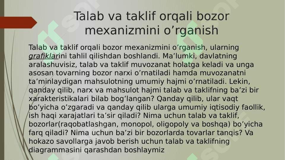 TALAB VA TAKLIF TAHLILI ASOSLARI