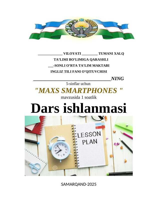 MAXS SMARTPHONES dars ishlanma insgliz tilida