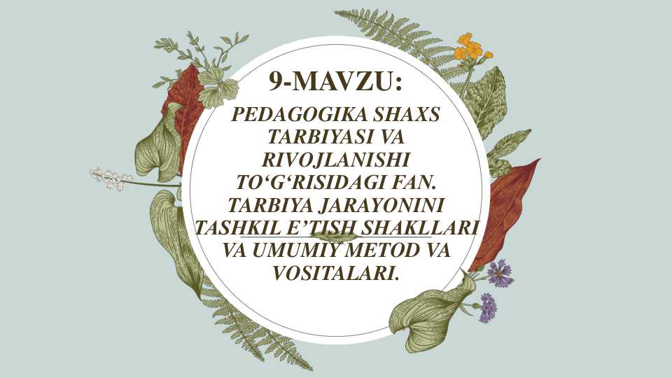 Pedagogika shaxs tarbiyasi va rivojlanishi