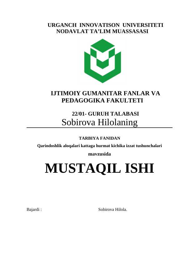 Qarindoshlik aloqalari kattaga hurmat kichika izzat tushunchalari.
