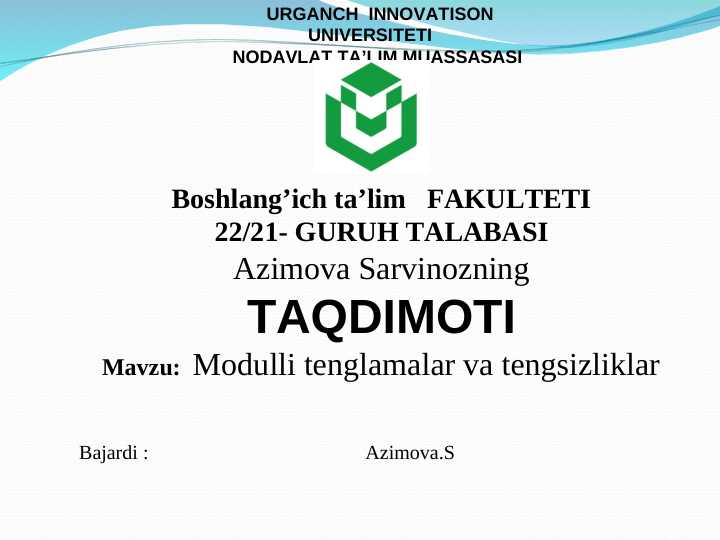 Modulli tenglamalar va tengsizliklar