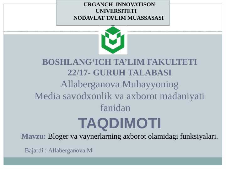 Bloger va vaynerlarning axborot olamidagi funksiyalari.
