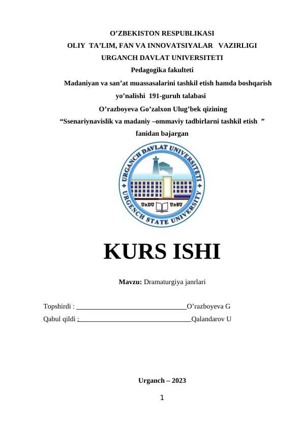 Dramaturgiya janrlari