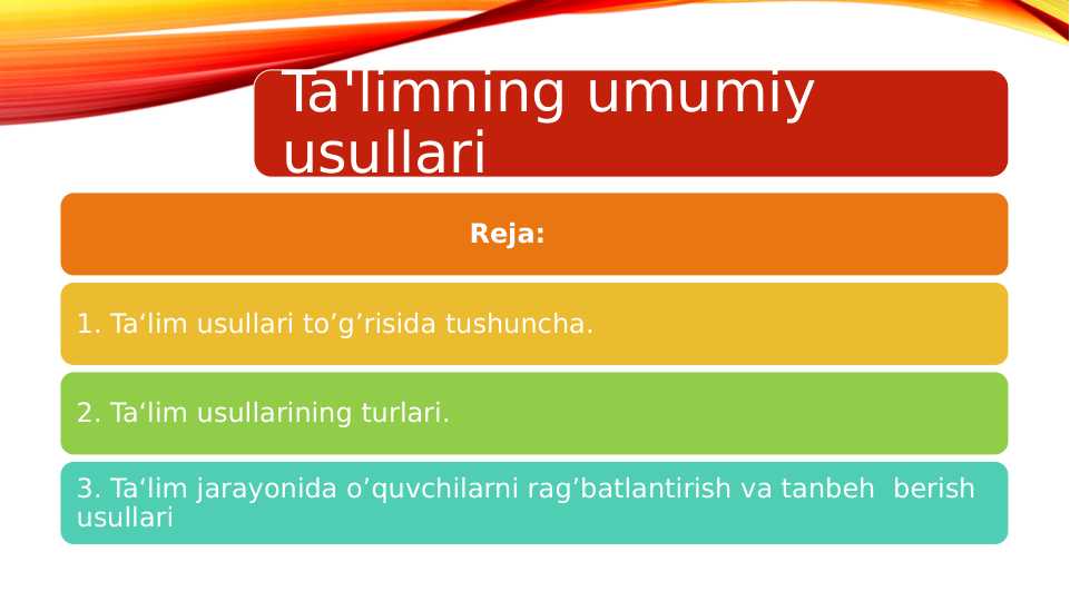 Ta'limning umumiy usullari