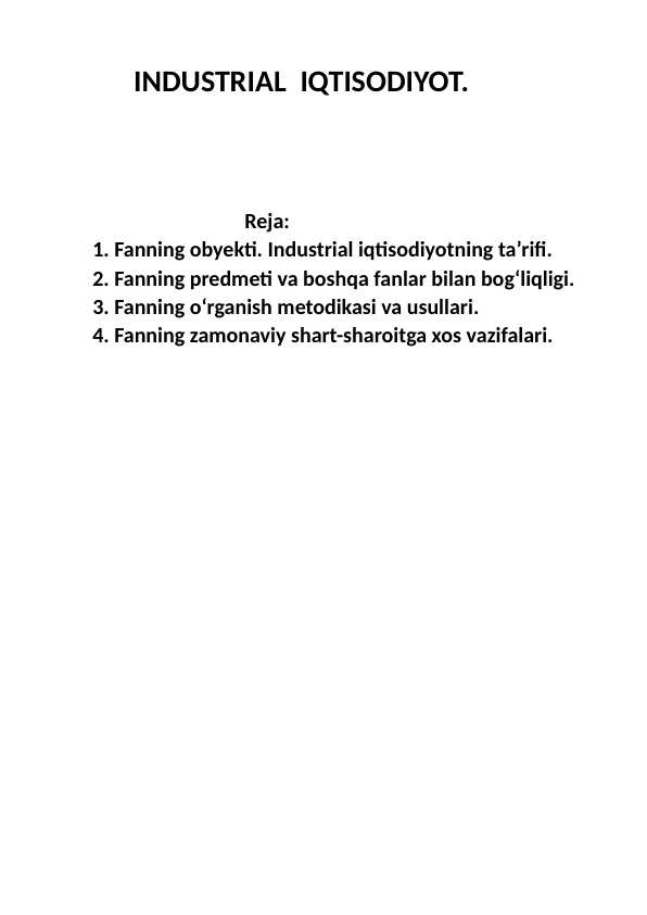INDUSTRIAL  IQTISODIYOT.