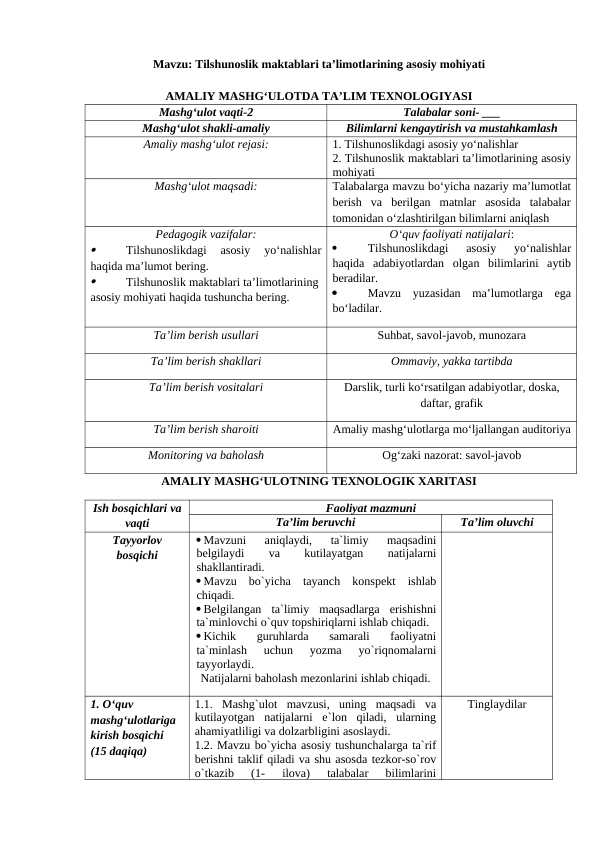 Tilshunoslik maktablari ta’limotlarining asosiy mohiyati