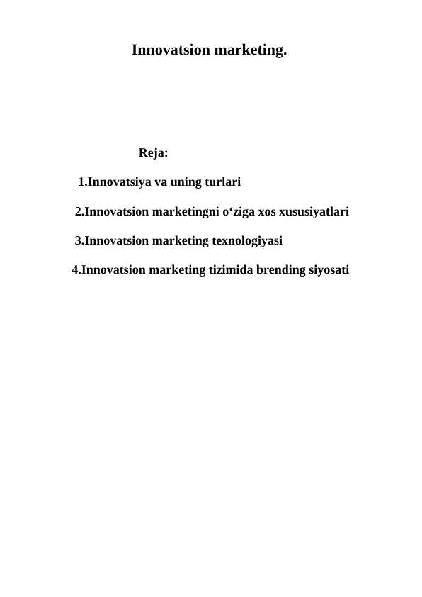 Innovatsion marketing.