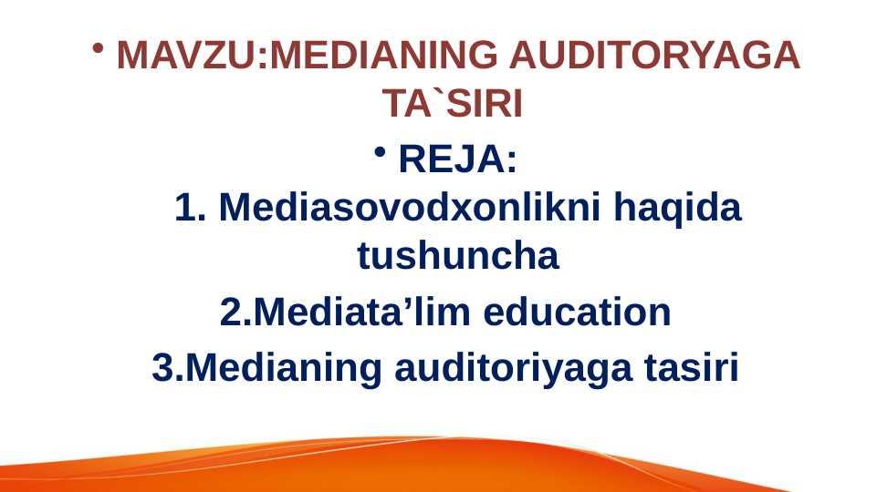 MEDIANING AUDITORYAGA TA`SIRI