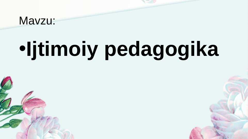 Ijtimoiy pedagogika