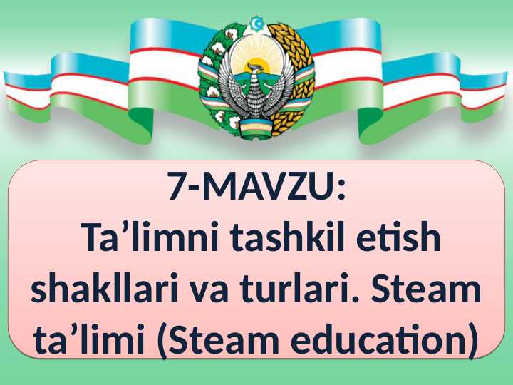 Ta’limni tashkil etish shakllari va turlari. Steam ta’limi (Steam education)