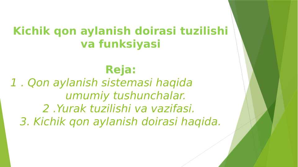 Kichik qon aylanish doirasi tuzilishi va funksiyasi