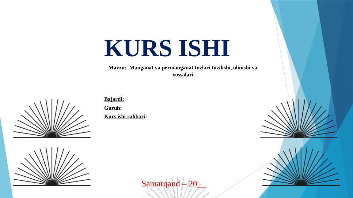 Manganat va permanganat tuzlari tuzilishi, olinishi va xossalari