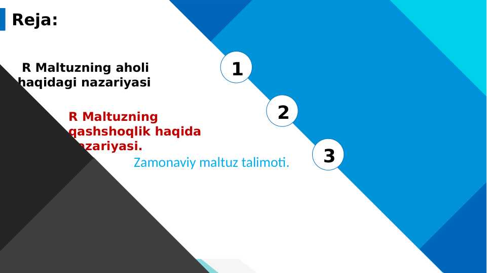 R.Maltuzning aholi nufuzi nazariyasi va zamonaviy maltuz talimoti