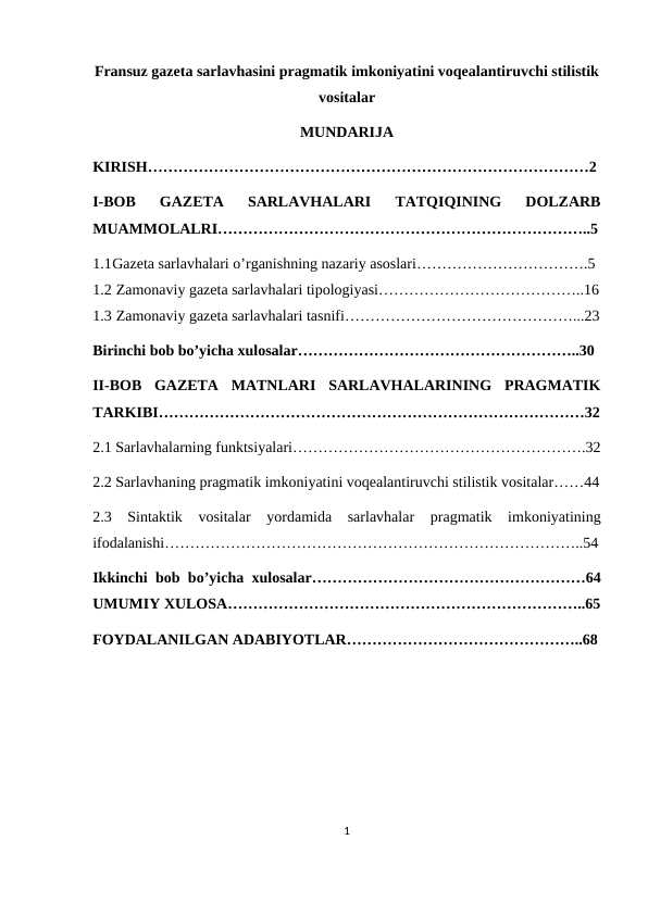 Fransuz gazeta sarlavhasini pragmatik imkoniyatini voqealantiruvchi stilistik vositalar