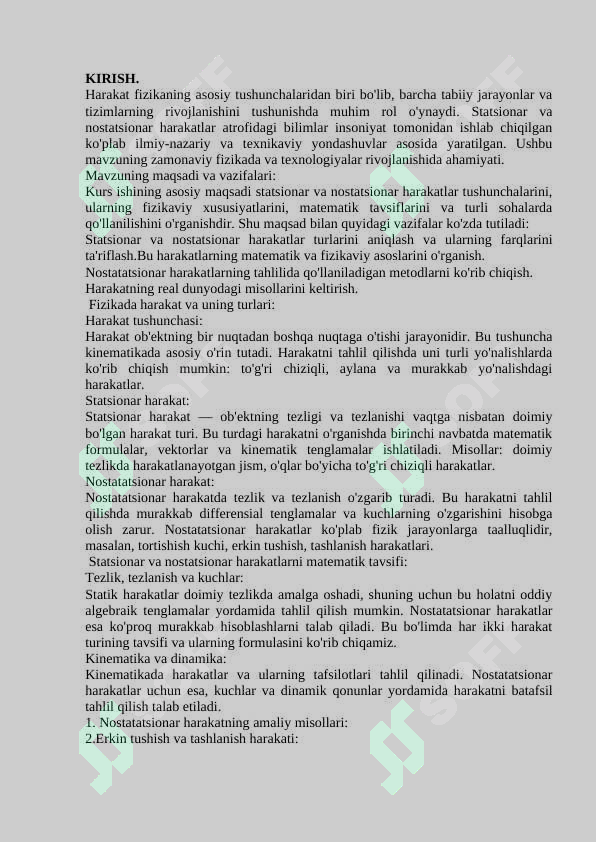 SUYUQLIKNING   STATSIONAR   VA  NOSTATSIONAR