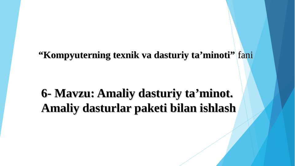 Amaliy dasturiy ta’minot. Amaliy dasturlar paketi bilan ishlash