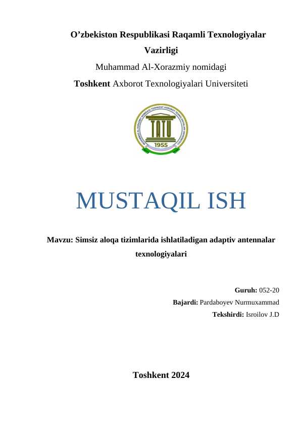 Simsiz aloqa tizimlarida ishlatiladigan adaptiv antennalar texnologiyalari.docx