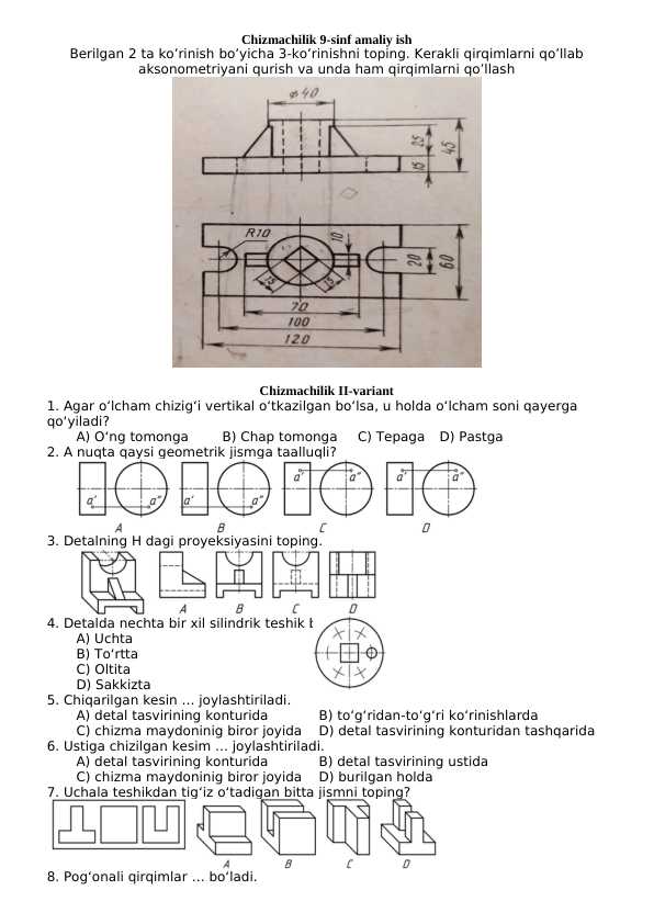 Chizmachilik 9-sinf amaliy ish