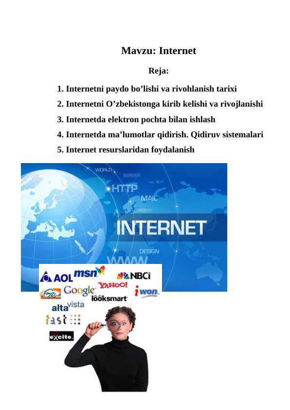 Internet haqida ref 20 klaster krossword bilan testi bilan