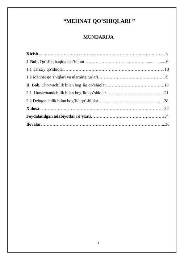 MEHNAT QO’SHIQLARI