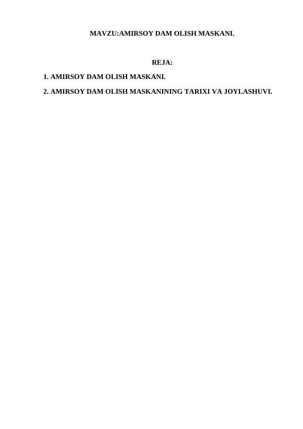 AMIRSOY DAM OLISH MASKANI