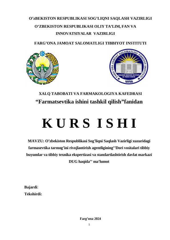 Kurs ishi Farm agentlik