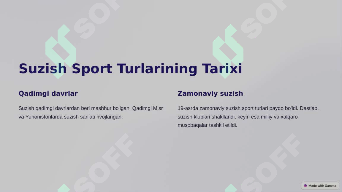 Suzish sport turlari