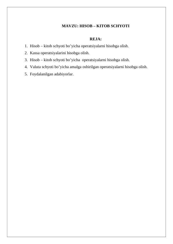 HISOB – KITOB SCHYOTI