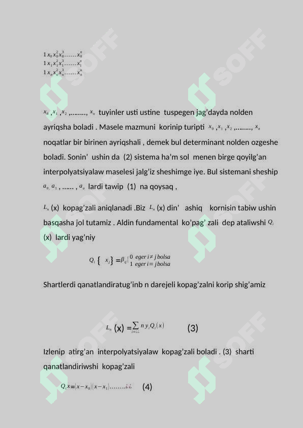 Funksiyalardı lagranj interpolyatsiyalaw formulası járdeminde approksimatsiyalaw hám iymek sızıq siziw