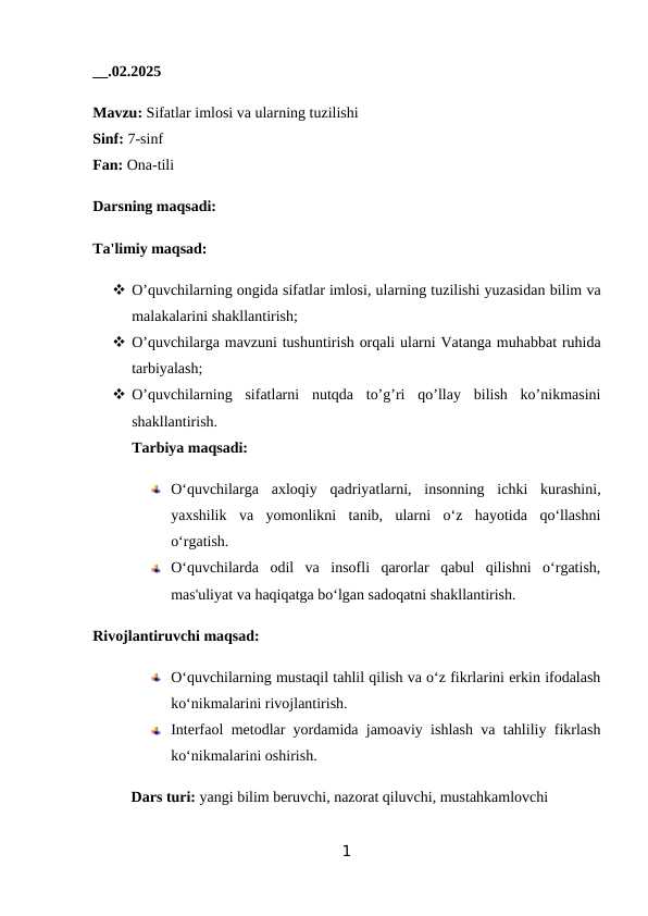 Sifatlar imlosi va ularning tuzilishi