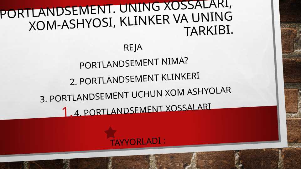 Portlandsement tasnifi xom ashyosi