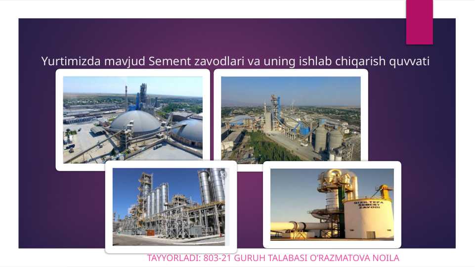 Portlandsement ishlab chiqarish zavodlari