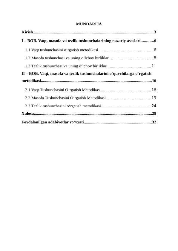 Vaqt, masofa, tezlik haqida tasavvurlarni tarkib toptirish va ularning o‘lchov birliklari