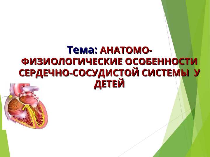 АНАТОМО-ФИЗИОЛОГИЧЕСКИЕ ОСОБЕННОСТИ СЕРДЕЧНО-СОСУДИСТОЙ СИСТЕМЫ  У ДЕТЕЙ