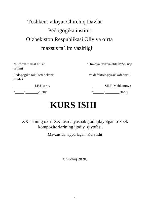 XX asrning oxiri XXI asrda yashab ijod qilayotgan o’zbek kompozitorlarining ijodiy  qiyofasi