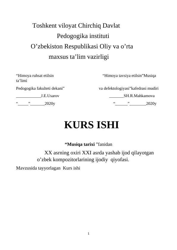 XX asrning oxiri XXI asrda yashab ijod qilayotgan o’zbek kompozitorlarining ijodiy  qiyofasi.