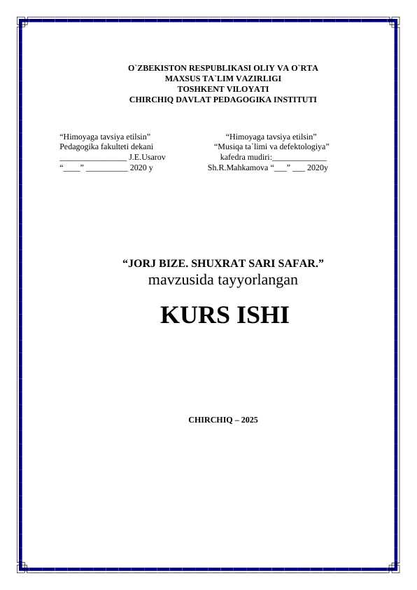 JORJ BIZE. SHUXRAT SARI SAFAR