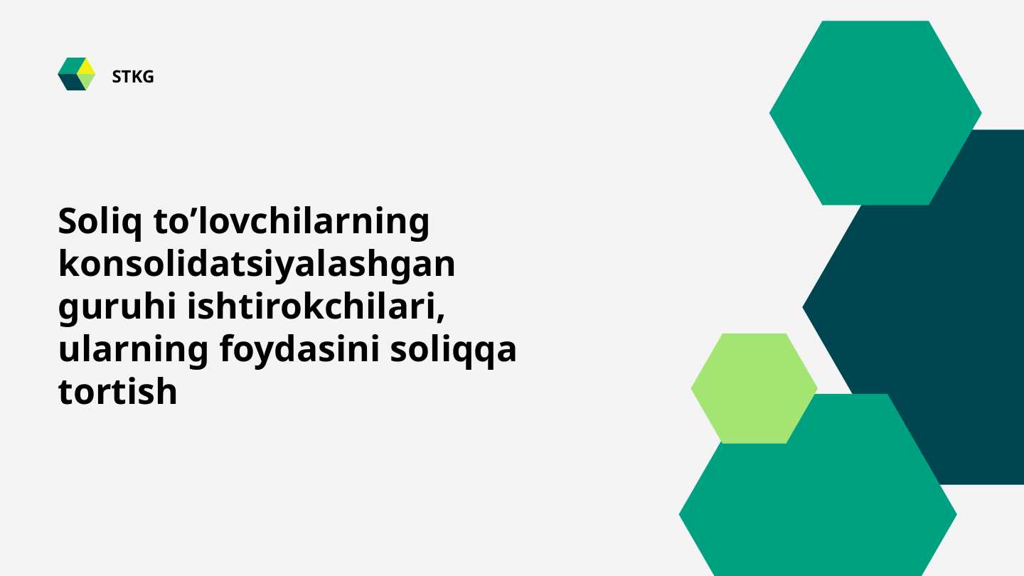 Soliq to’lovchilarning  konsolidatsiyalashgan guruhi ishtirokchilari, ularning foydasini soliqqa tortish
