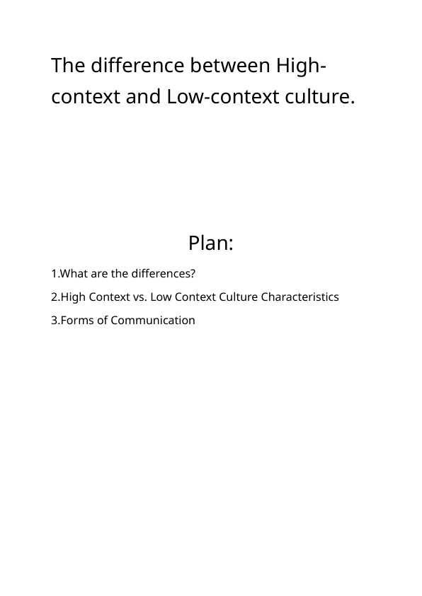 The difference between High-context and Low-context culture.