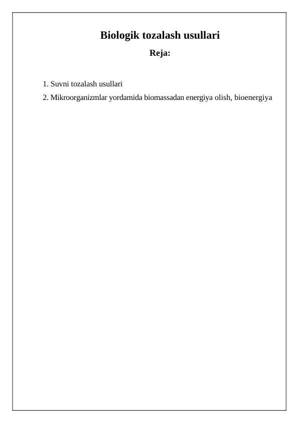 Biologik tozalash usullari