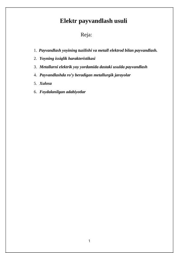 Elektr payvandlash usuli