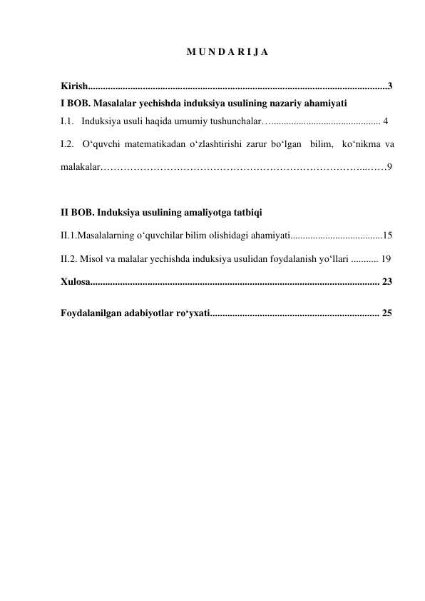 MATEMATIK INDUKSIYA METODI MAVZUSINI O‘QITISH METODIKASI
