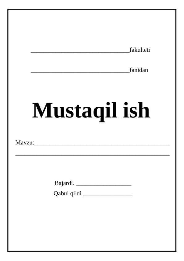 mustaqil ishi yuzi
