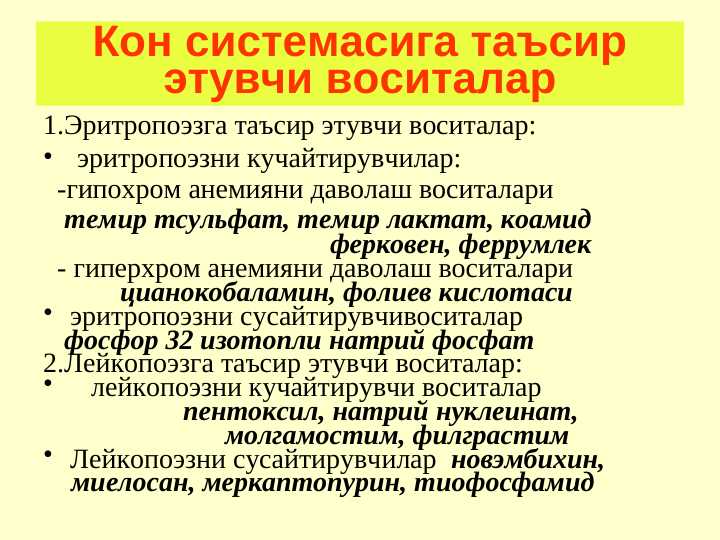 QON SISTEMASIGA TASIR ETUVCHI VOSITALAR.