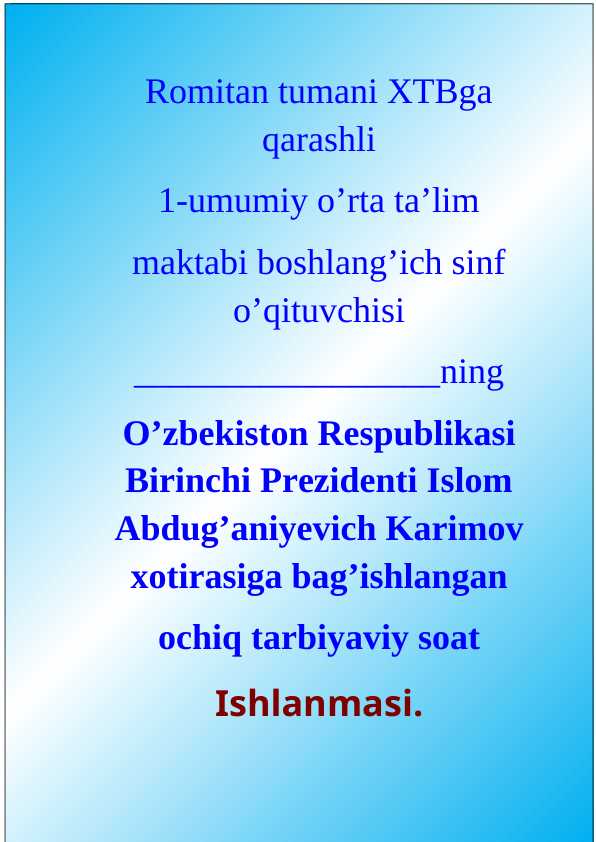 Xotirangiz abadiy Islom Karimov