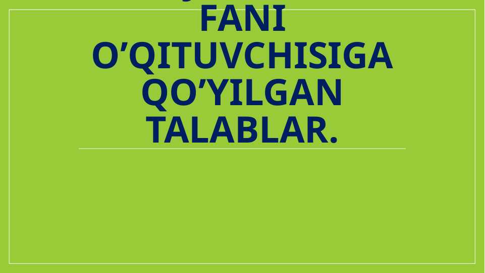 Bo’lajak tarbiya fani o’qituvchisiga qo’yilgan talablar.