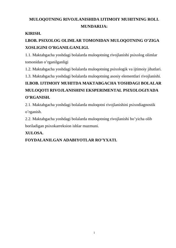 Muloqotning rivojlanishida ijtimoiy muhitning roli