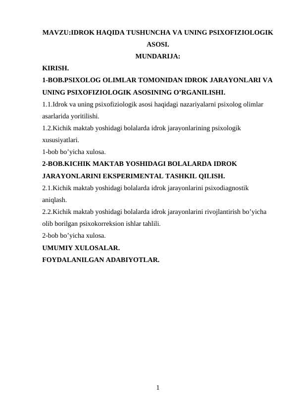 IDROK HAQIDA TUSHUNCHA VA UNING PSIXOFIZIOLOGIK ASOSI