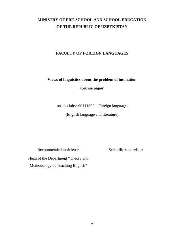 Views of linguistics about the problem of intonation